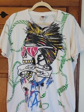 RARE Y2K Ed Hardy Skull Graphic Tee in White with Multicolor Print
